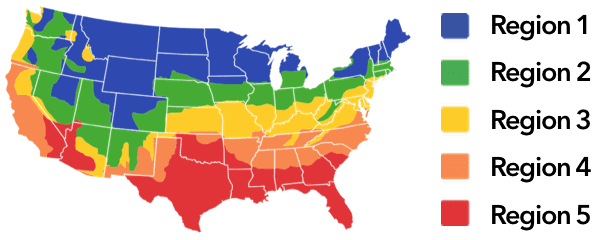 US heating climate zone map for choosing a Mitsubishi Hyper Heat mini split