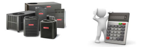 Outdoor central air conditioner condenser sized in tons for a house